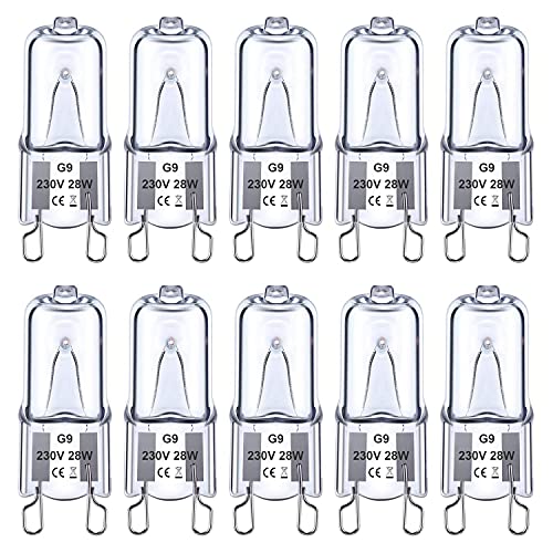 Euxper G9 28W Halogen Hell Glühbirnen, Klare Kapsel G9 Dimmbar Halogenlampen, G9 Glühbirnen Warmweiß 2700K, Kein Flimmern, 360° Abstrahlwinkel, AC220-240V, 10er Pack von Euxper