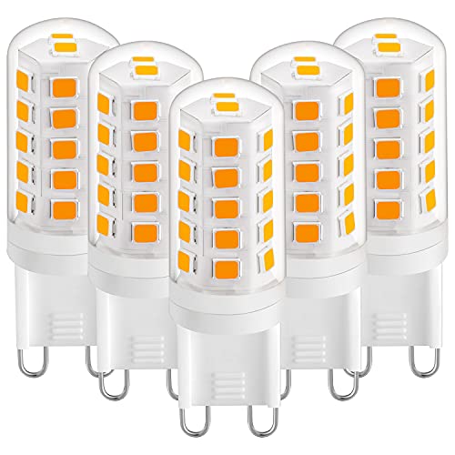 G9 LED Glühbirne 3W Warmweiß 2700K, 420LM G9 LED Lampen, Entspricht 28W 40W Halogen birne, Kein Flackern LED G9 Leuchtmittel, AC 220-240V, 360°Abstrahlwinkel, 5er Pack von Euxper