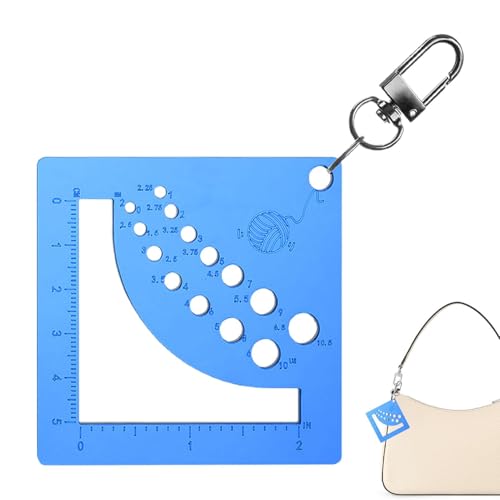 Euyehn Stricknadel-Lineal, Stricknadel-Messgerät, Transparentes Nadelmesslineal mit Metallschnallen-Design, Klares Acryl-Stricknadelmessgerät-Messwerkzeug, Stricknadelgrößenmessgerät für von Euyehn