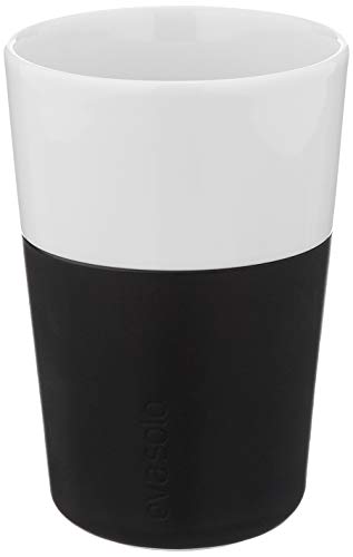 Eva Solo 5706631052030 501003 Latte-Becher, Silikonschale, 360 ml, Porzellan, carbon schwarz, 8,5 x 8,5 x 12,5 cm, 2-teilig von EVA SOLO