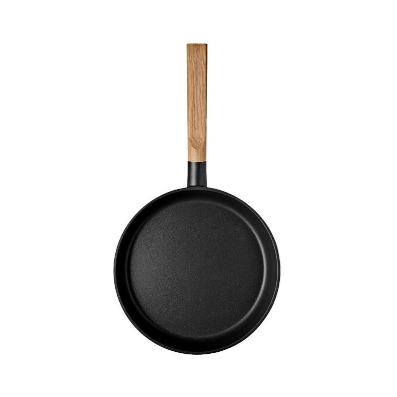 Eva Solo - Nordic Kitchen Bratpfanne Ø24cm - schwarz, eiche/H x Ø 10,5x24cm/nicht spülmaschinenfest/für alle Herdarten geeignet von Eva Solo