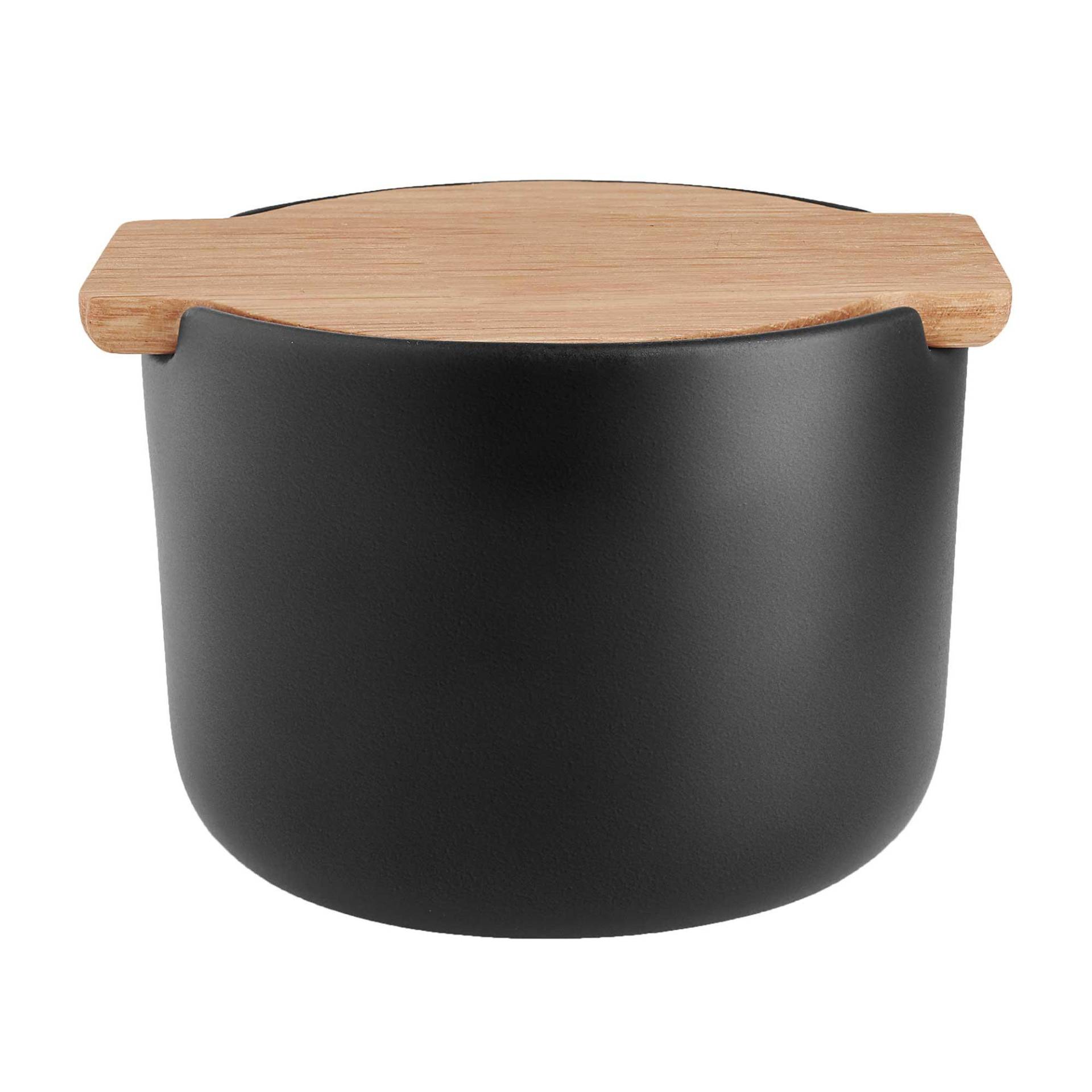Eva Solo - Nordic Kitchen Salzdose mit Deckel - schwarz/LxBxH 11,4x10,4x7,7cm/Deckel aus Holz von Eva Solo