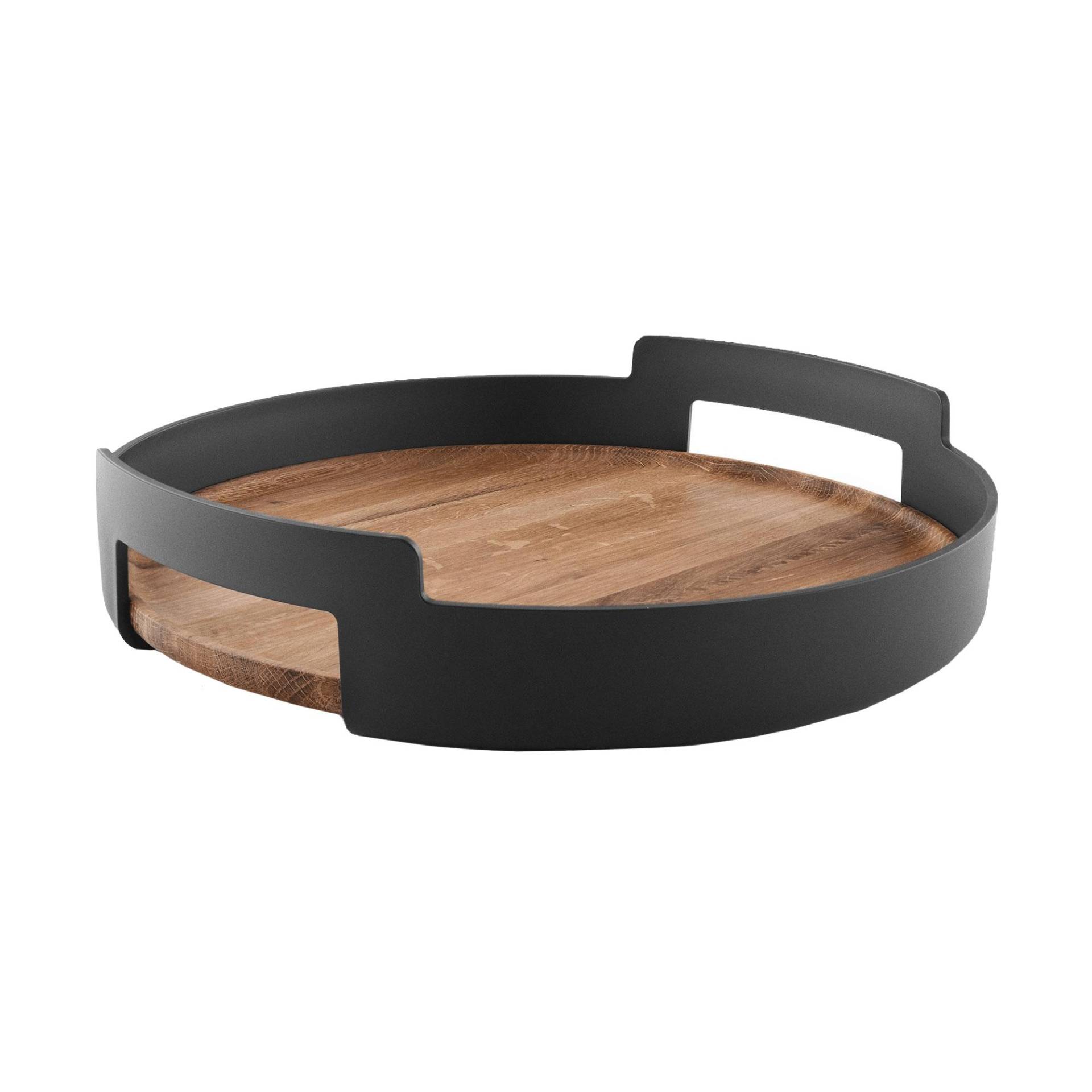 Eva Solo - Nordic Kitchen Serviertablett Rund - schwarz/Eiche geölt/H x Ø 7,5x35cm von Eva Solo