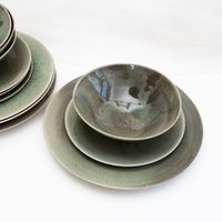 Abendessen Set 4 Per.// Speise-Set // Essteller Salatteller Suppenschale //Handgemachte Keramik Geschirr Essgeschirr von EvaKojKeramik