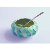Salzfässchen Mit Löffel Jade/Meerblau Salzfässchen Mit Löffel Jade/Meerblau von EvaSoerensenEmaille