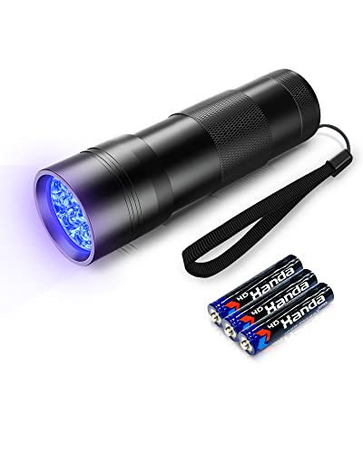 EvaStary UV-Schwarzlicht-Taschenlampe 12 Led 395nm 1 Stück, LED-Taschenlampe, Mini-Schwarzlicht-Taschenlampe, tragbare UV-Taschenlampe für Haustier-Urinflecken (lila Licht), Flecken etc. von EvaStary