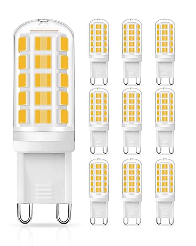 G9 LED-Glühbirnen, 40W Halogen-Glühbirnen Äquivalent LED G9 Glühbirne,energiesparende LED-Kapsel-Lampen, 3000K 220-240V G9 Sockel LED-Lampe für Kronleuchter, nicht flackernd, nicht dimmbar, 10er Pack von EvaStary
