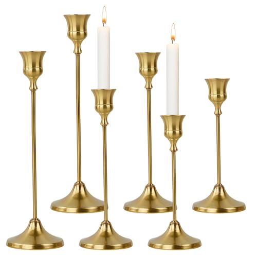 Evadollina Kerzenständer Gold, 6 Stück Kerzenhalter, erzenstänStabkerzenhalter, Kder, Kerzenhalter Stabkerze, Für Hochzeit, Wohnzimmer, Esszimmer, Dekoration, Halloween, Christmas (Gold) von Evadollina