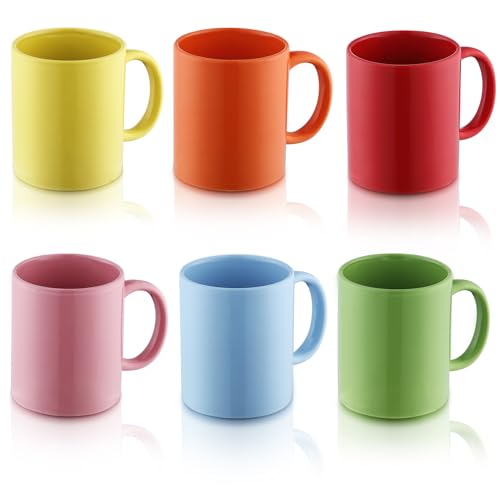 Evanda Kaffeebecher 6 Stück, große 350 ml Keramik Tasse, Trinkbecher, Tee und Glühwein, spülmaschinenfest (gemischte Farbe) von Evanda