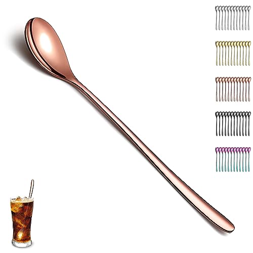 Evanda Roségold Latte Macchiato Löffel Set von 12 Stück, Titanium Plating Roségold Edelstahl Teelöffel, Rühren Bar Löffel, Kaffeelöffel, Eislöffel, Cocktail Löffel von Evanda