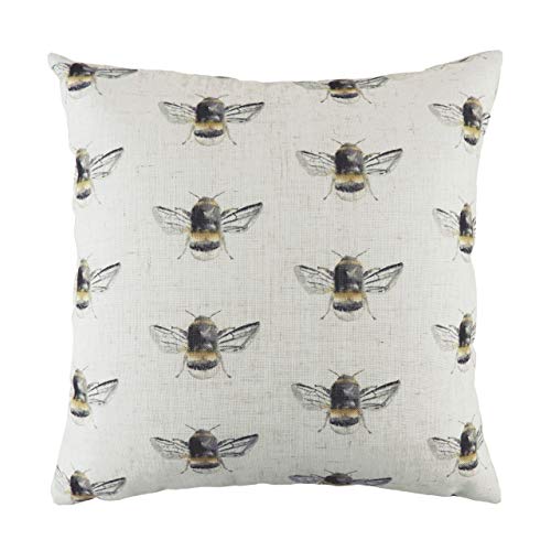 Evans Lichfield Bee Happy Repeat Polyester gefülltes Kissen, Weiß, 45 x 45cm von Evans Lichfield