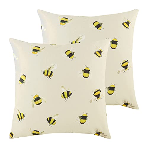 Evans Lichfield Busy Bees Kissen, Baumwolle, Taupe, 43 x 43cm, 2 von Evans Lichfield