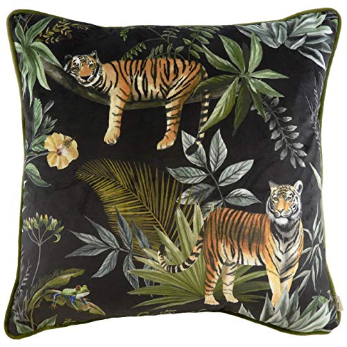 Evans Lichfield Dschungel-Tiger-Polyester gefülltes Kissen, Schwarz, 43 x 43cm von furn.