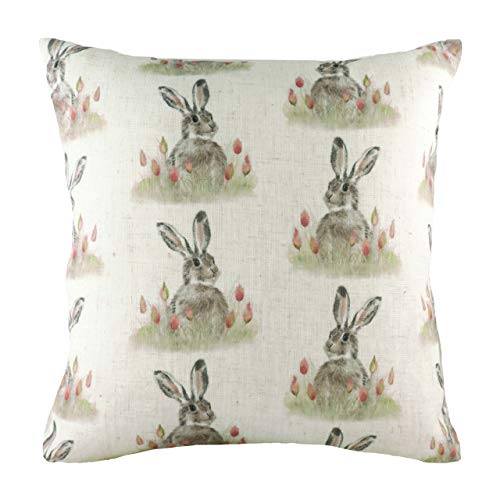 Evans Lichfield Hedgerow Hare Repeat Polyester gefülltes Kissen, Weiß, 43 x 43 cm von Evans Lichfield