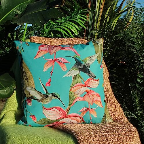 Evans Lichfield Hummingbird Florale Outdoor -Kissenbedeckung von Evans Lichfield