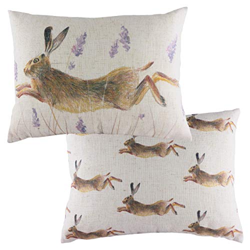 Evans Lichfield Hunter Kissen Springender Hase, Polyester gefüllt, Mehrfarbig, 40 x 60cm von Evans Lichfield