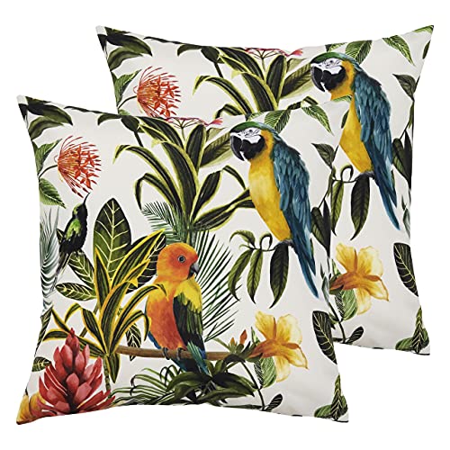 Evans Lichfield Papageien Polyester gefüllte Außenkissen (Twin Pack), Multi/Teal, 43 x 43cm, 2 von Evans Lichfield