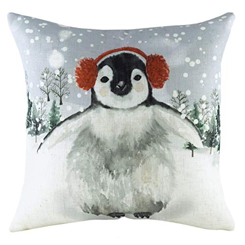 Evans Lichfield Pinguin mit Ohrenschützern, Polyester gefüllt, Mehrfarbig, 43 x 43 cm von Evans Lichfield