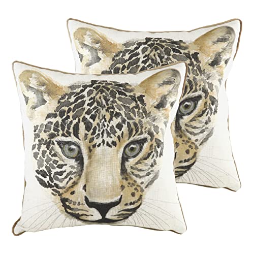 Evans Lichfield Safari Leopard Polyester gefüllte Kissen (Twin Pack), White, 43 x 43cm, 2 von Evans Lichfield