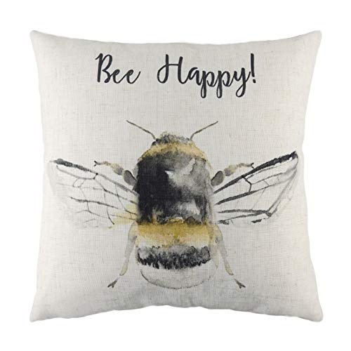 Evans Lichfield Bee Happy Kissen mit Polyester-Füllung, weiß, 43 x 43 cm von Evans Lichfield