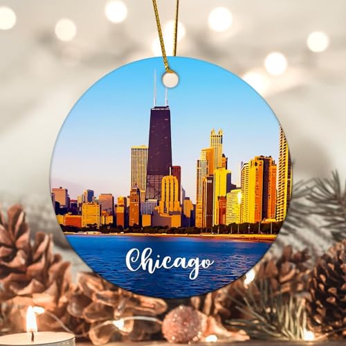 Evans1nism Chicago City Weihnachten Runde Ornament New City Keramik Ornament Stadt Szenesry City Souvenir 8,1 cm doppelseitiger Druck hängende Ornamente für Winter Weihnachten Evans1nism Chicago City Weihnachten Runde Ornament New City Keramik Ornament Stadt Szenesry City Souvenir 8,1 cm doppelseitiger Druck hängende Ornamente für Winter Weihnachten von Evans1nism