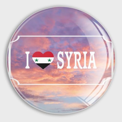 Evans1nism Kühlschrankmagnete mit Aufschrift "I Love Syria Flagge", patriotische Dekorationen, Glas, kleine Magnete für Whiteboard, Büro, Schränke, Küche, Klassenzimmer von Evans1nism