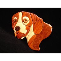 Wunderschön Handgefertigte 3 Dimensionale Intarsia Holzkunst Beagle Dog Sign Wall Plaque von EvansWorkshopStore