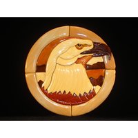 Wunderschön Handgefertigte 3 Dimensionale Intarsia Holzkunst Eagle Portrait Schild von EvansWorkshopStore