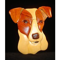 Wunderschön Handgefertigte 3 Dimensionale Intarsia Holzkunst Jack Russell Terrier Hundeschild Wandtafel von EvansWorkshopStore