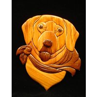 Wunderschön Handgefertigte 3 Dimensionale Intarsia Holzkunst Labrador Retriever Dog Sign Wall Plaque Lab von EvansWorkshopStore