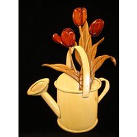 Wunderschön Handgefertigte 3 Dimensionale Intarsia Holzkunst Tulpen Wandtafel Tulip Blumen Zeichen von EvansWorkshopStore
