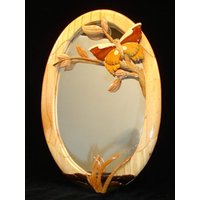 Wunderschön Handgefertigter 3 Dimensionaler Intarsia Holzkunst Schmetterlings Holz Wandbehang Spiegel von EvansWorkshopStore