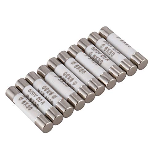 Evarbuild 10 Stück 6 mm x 30 mm 20 A Link Sicherung aus Keramik, 500 V von Evarbuild