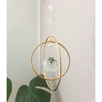 Sonnenfänger Skandi Gold/Beige Boho Deko Suncatcher Sommerdeko Lichtfänger Sonnenkristall Mobile Wanddeko Fensterdeko von EvasDecoArt