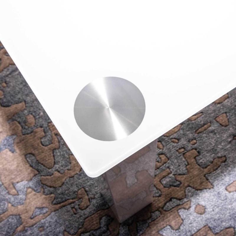 Couchtisch Rimini Optiwhiteplatte Applikationen in Titansilber Füße RAL 9003 HG von Eve Collection