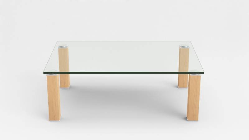 Eve Collection Couchtisch Rimini, ca. 110 x 42,5 x 70 cm in Eiche bianco mit Klarglasplatte von Eve Collection
