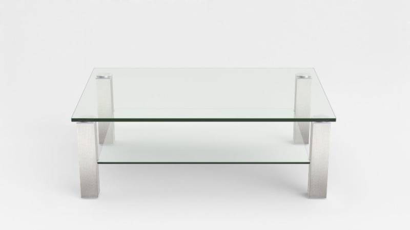 Eve Collection Couchtisch Rimini, ca. 120 x 80 cm mit Klarglasplatte und Tischbeinen in Nickel matt von Eve Collection