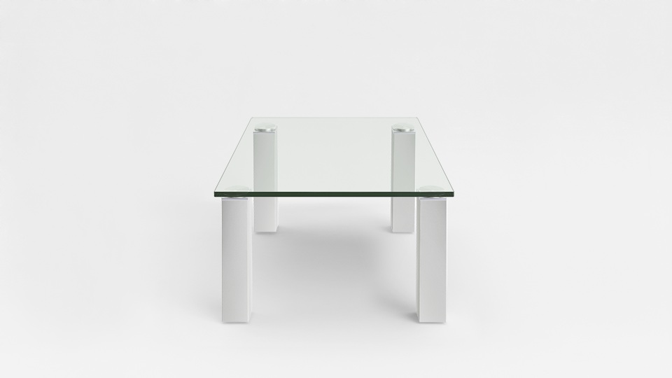 Eve Collection Couchtisch Rimini, ca. 80 x 42,5 x 80 cm in signalweiß mit Klarglasplatte von Eve Collection