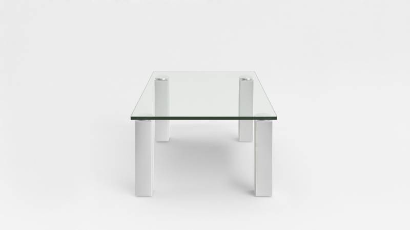 Eve Collection Couchtisch Rimini, ca. 80 x 42,5 x 80 cm in signalweiß mit Klarglasplatte von Eve Collection