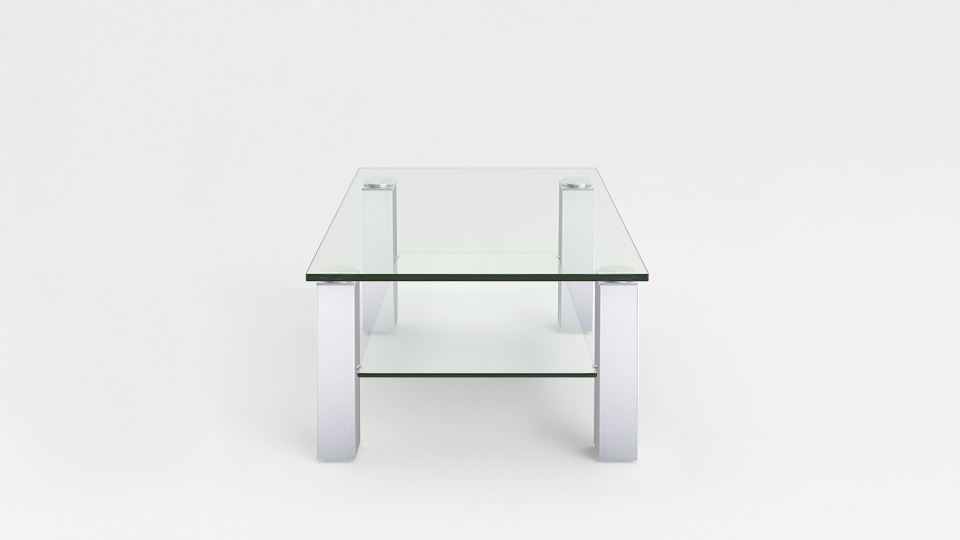Eve Collection Couchtisch Rimini, ca. 80 x 42,5 x 80 cm mit Klarglasplatten von Eve Collection