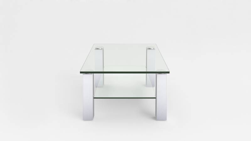 Eve Collection Couchtisch Rimini, ca. 80 x 42,5 x 80 cm mit Klarglasplatten von Eve Collection