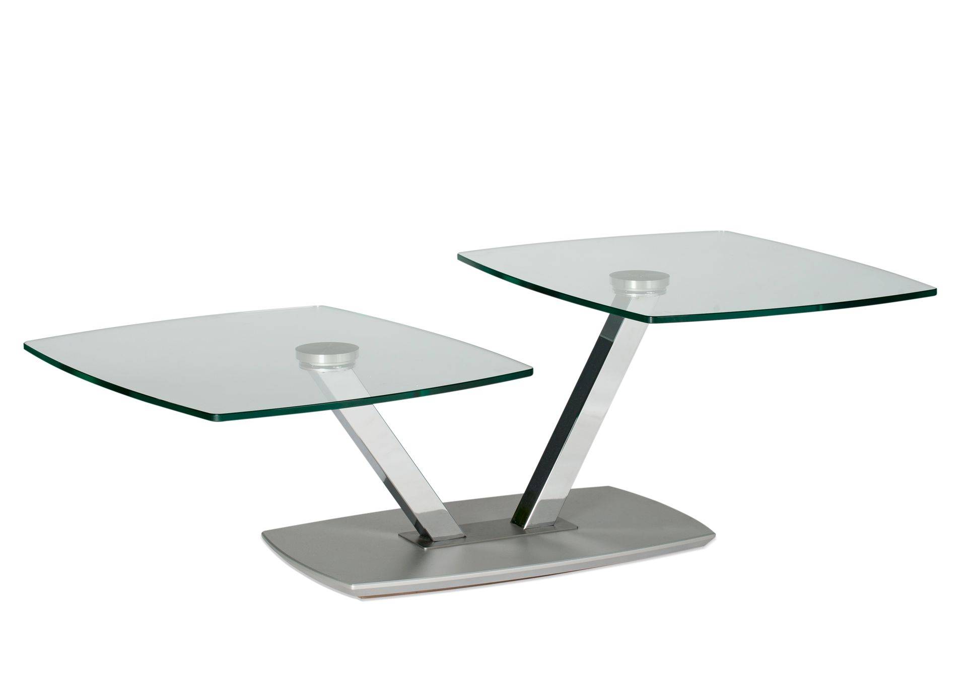 Eve Collection Couchtisch Sarnico de Luxe, ca. 96 x 44 x 70 cm mit Klarglasplatte und Bodenplatte in Edelstahloptik von Eve Collection