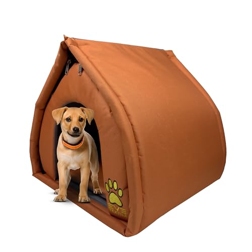 EVE Textile Eskimo Hundehütte | Katzenhütte | Hundehaus | Katzenhaus | Hundehöhle | Katzenhöhle | Dog House | Cat House | Pet House | Kühlende Hütte | Atmungsaktives Haus | 45x45x45 cm (Orange) von Eve Textile GmbH