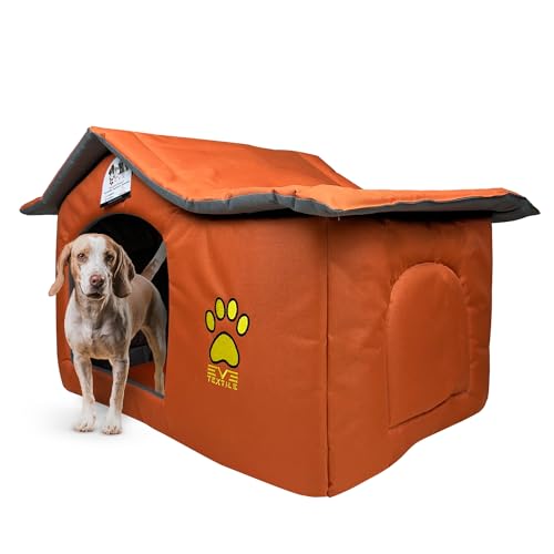 EVE Textile Hundehütte | Katzenhütte | Hundehaus | Katzenhaus | Hundehöhle | Katzenhöhle | Dog House | Cat House | Pet House | Kühlende Hütte | Atmungsaktives Haus | 40x60x45 cm (Orange) von Eve Textile GmbH