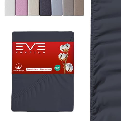 EVE Textile Spannbettlaken | 100% Baumwolle | Spannbetttuch | Bettlaken | Spannlaken | Spannbezüge | Spannoberlaken | Betttücher | Laken | Bettbezug | Jersey | 1x Anthrazitgrau 160 x 200 cm von Eve Textile GmbH