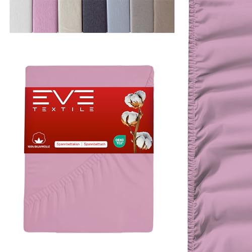 EVE Textile Spannbettlaken | 100% Baumwolle | Spannbetttuch | Bettlaken | Spannlaken | Spannbezüge | Spannoberlaken | Betttücher | Laken | Bettbezug | Jersey | 1x Rosa 160 x 200 cm von Eve Textile GmbH