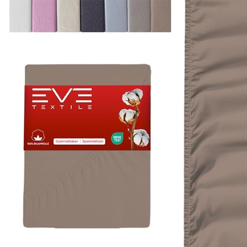 EVE Textile Spannbettlaken | 100% Baumwolle | Spannbetttuch | Bettlaken | Spannlaken | Spannbezüge | Spannoberlaken | Betttücher | Laken | Bettbezug | Jersey | 1x Hellbraun 100 x 200 cm von Eve Textile GmbH