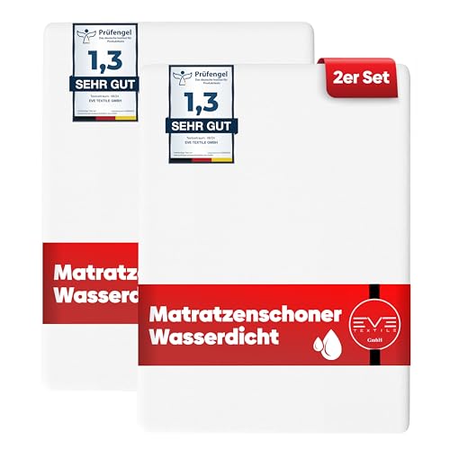 Eve Textile® 2er Set Wasserdichter Matratzenschoner Matratzenauflage 90x200 cm ÖKO-TEX 100 Inkontinenzauflage & Milbenschutz - Atmungsaktiver Matratzentopper Nässeschutz Bezug Maschinenwaschbar von Eve Textile GmbH