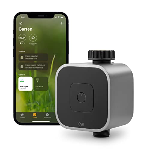 Eve Aqua – Smarte Bewässerungssteuerung per App oder Siri, Garten und Balkon automatisch bewässern, Zeitpläne, Gießen von unterwegs, einfache Bedienung, Thread, Apple HomeKit, Keine Bridge von Eve