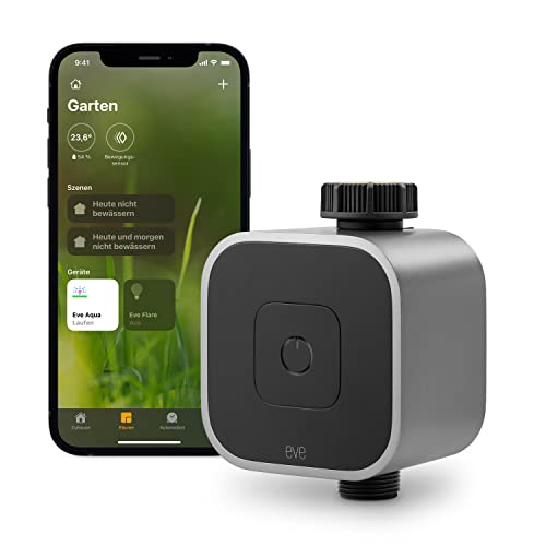 Eve Aqua (Apple Home): Smarte Bewässerungssteuerung per App oder Siri - auch von unterwegs, Garten/Balkon automatisch gießen, geeignet für Mehrfachverteiler, einfache Bedienung, Thread, Keine Bridge von Eve